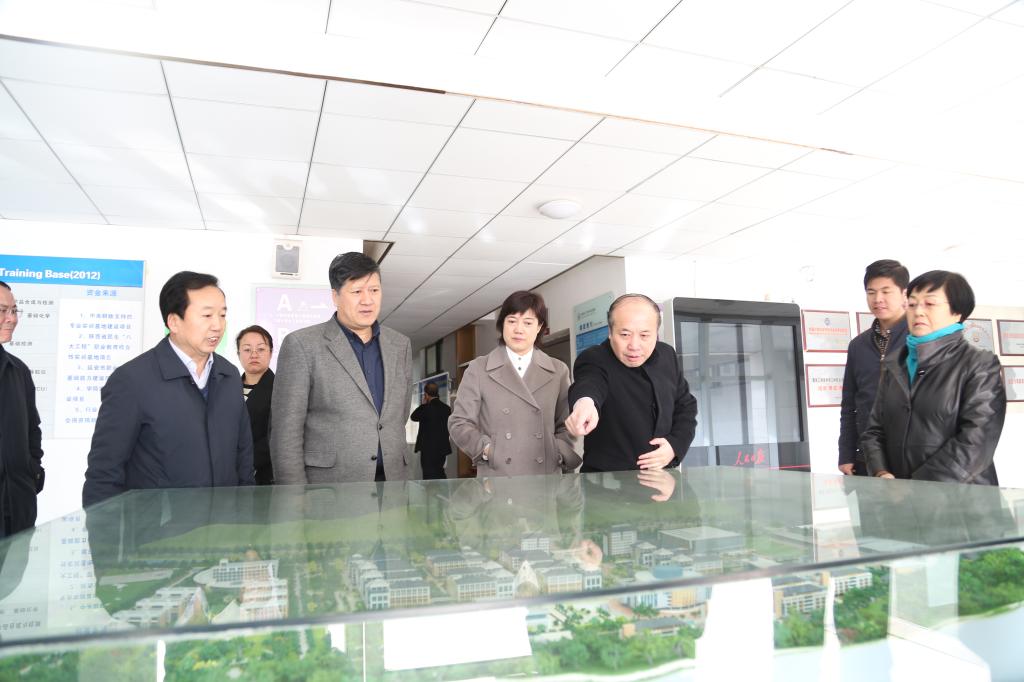 王建利厅长在学院沙盘前